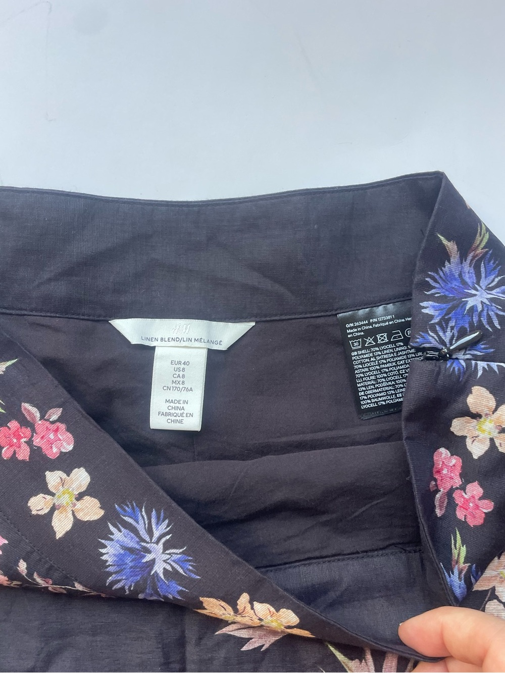 H&M Black Maxi Skirt with Pink & Blue Floral Print - Picture 6 of 7